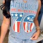 America 76 Graphic Tank Top - Mineral Vintage Blue - Lace and Grace Boutique