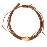 Woven Multi-Strap Cross Charm Bracelets