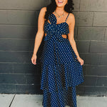 Denim Floral Embroidered Tiered Flare Maxi Dress - Lace and Grace Boutique
