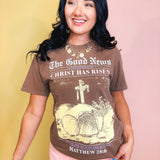 The Good News Graphic Tee - Espresso - Lace and Grace Boutique