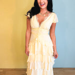 Tiered Ruffle Midi Dress - Yellow - Lace and Grace Boutique
