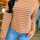 Gradient Striped Ribbed Knit Top - Rust Multi