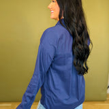 Classic Button Up Long Sleeve Shirt - Indigo