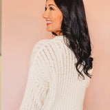 Open Ribbed Knit Sweater - Off White