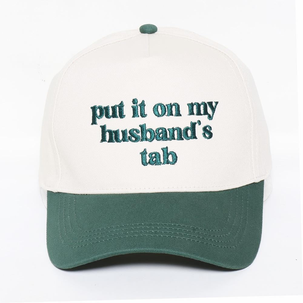 Husband's Tab Two Tone Embroidered Baseball Cap - Green - Lace and Grace Boutique
