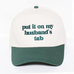 Husband's Tab Two Tone Embroidered Baseball Cap - Green - Lace and Grace Boutique