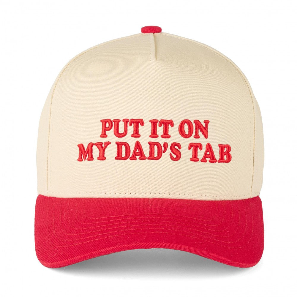 Put It On My Dad's Tab Embroidered Trucker Cap - Red - Lace and Grace Boutique