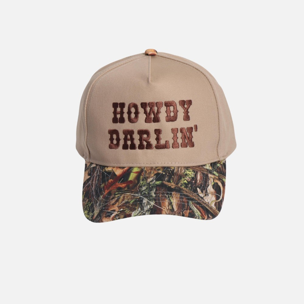 Howdy Darlin' Two Tone Camo Baseball Cap - Lace and Grace Boutique