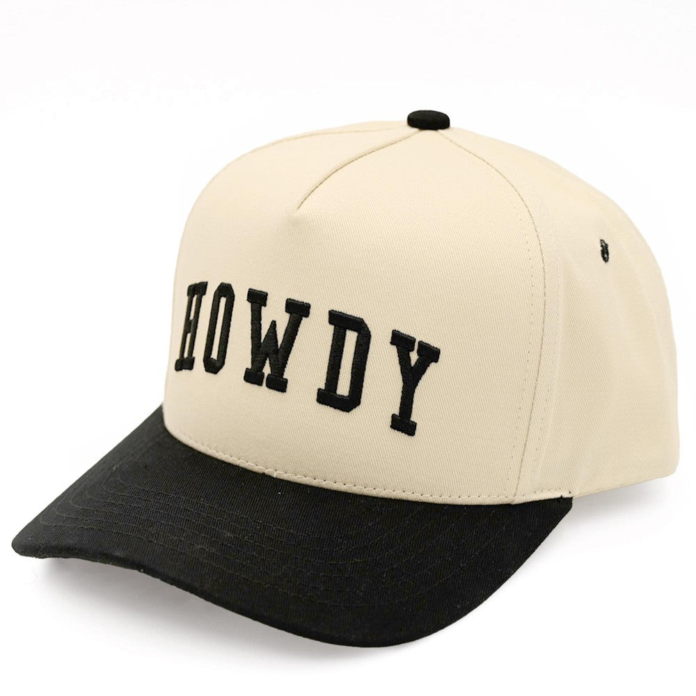 Howdy Embroidered Two-Tone Baseball Cap - Black - Lace and Grace Boutique
