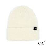 C.C Solid Cuff Beanie - Off White - Lace and Grace Boutique