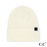 C.C Solid Cuff Beanie - Off White - Lace and Grace Boutique