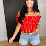 Polka Dot Layered Ruffle Top - Red - Lace and Grace Boutique