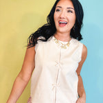 Triple Bow Knit Tank Top - Shell - Lace and Grace Boutique