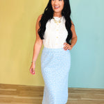 Floral Midi Skirt - Sky/White - Lace and Grace Boutique