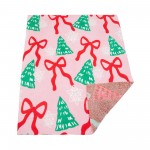 Super Soft Christmas Tree & Bows Blanket - Pink Multi - Lace and Grace Boutique