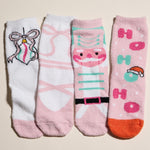 Cozy Microfiber Christmas Socks, Set of 4 - Pink Multi - Lace and Grace Boutique