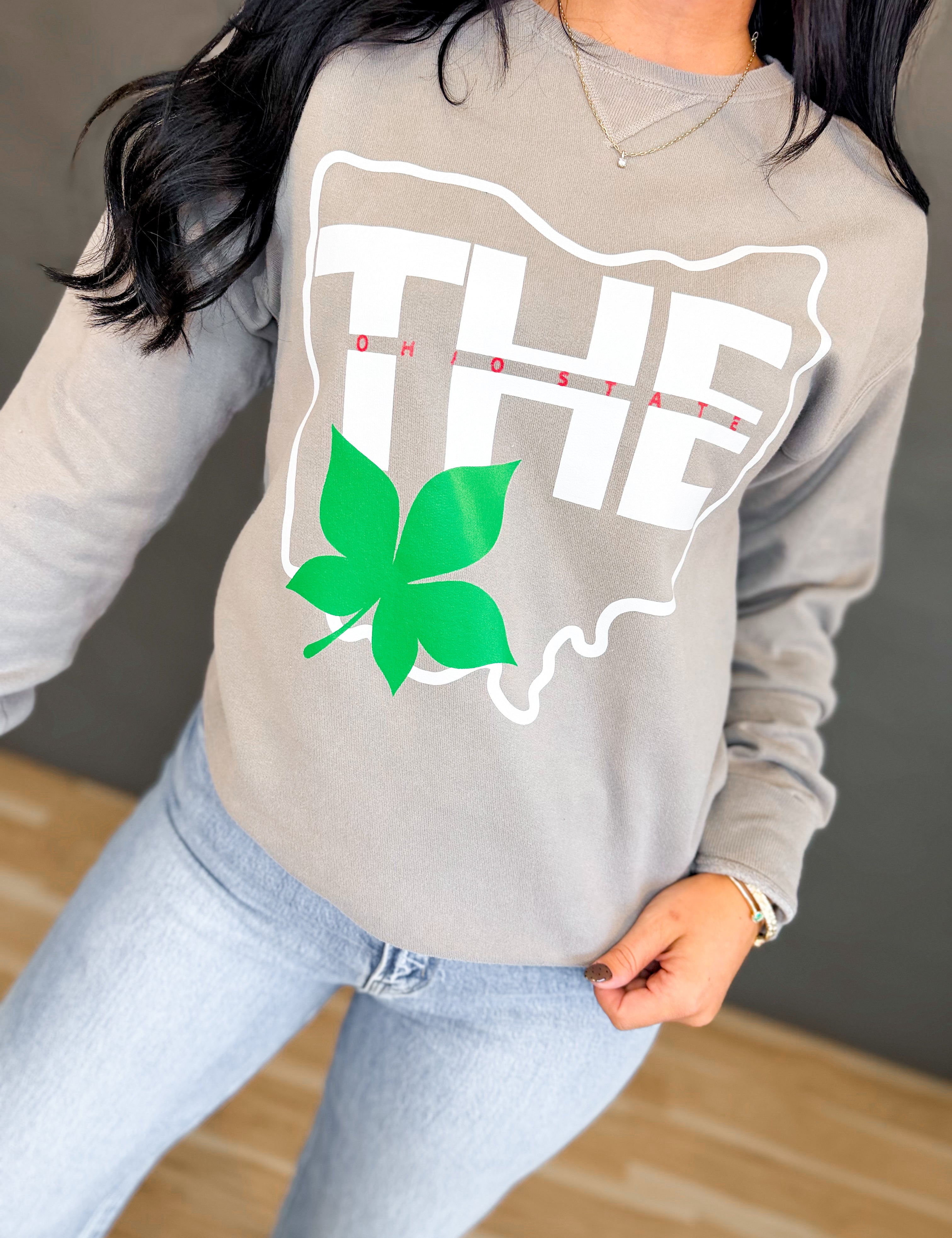 THE Ohio State Fleece Crewneck Sweatshirt - Grey - Lace and Grace Boutique