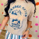 Wander Often Camp Life Mineral Washed Tee - Beige