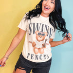 Swing Over Fences Teddy Baseball Graphic Tee - Ivory - Lace and Grace Boutique