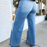 Comfort Stretch Patchwork Wide Leg Jeans - Medium