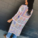 POL Granny Square Crochet Cardigan - White Multi - Lace and Grace Boutique