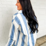 Vintage Striped Denim Jacket - Light Denim