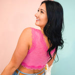POL Lace Detail Cropped Tank Top - Fuchsia - Lace and Grace Boutique