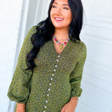Floral Print Button Front Maxi Dress - Midnight Fern