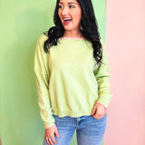 Contrast Edge Boat Neck Sweater - Matcha/Melon - Lace and Grace Boutique