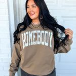 Homebody Fleece Crewneck Sweatshirt - Brown - Lace and Grace Boutique