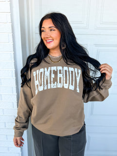 Homebody Fleece Crewneck Sweatshirt - Brown - Lace and Grace Boutique