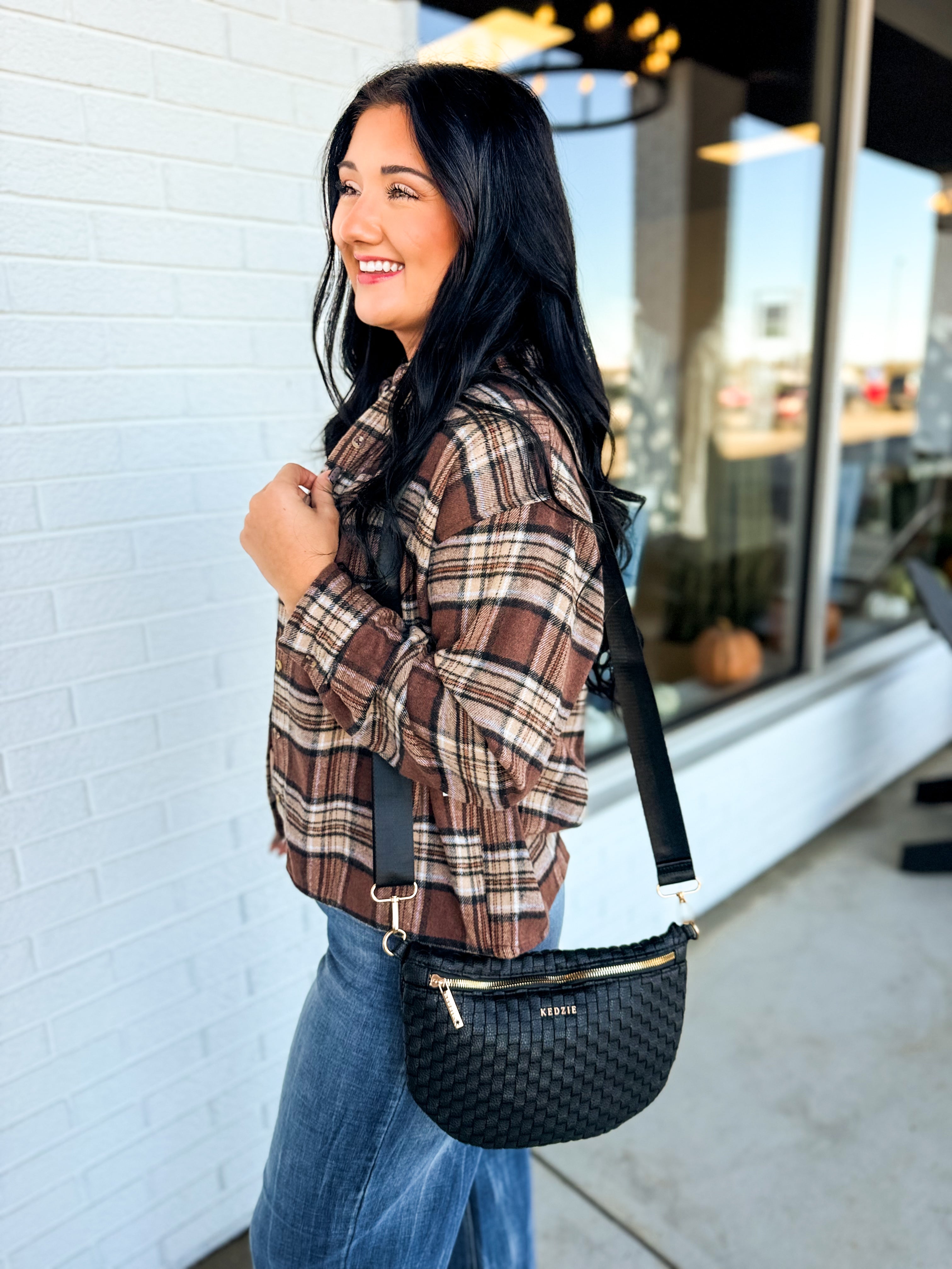 Kedzie Terrace Woven Crossbody - Black - Lace and Grace Boutique