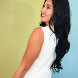 Golden Flower Button Detail Knit Vest - Ivory - Lace and Grace Boutique