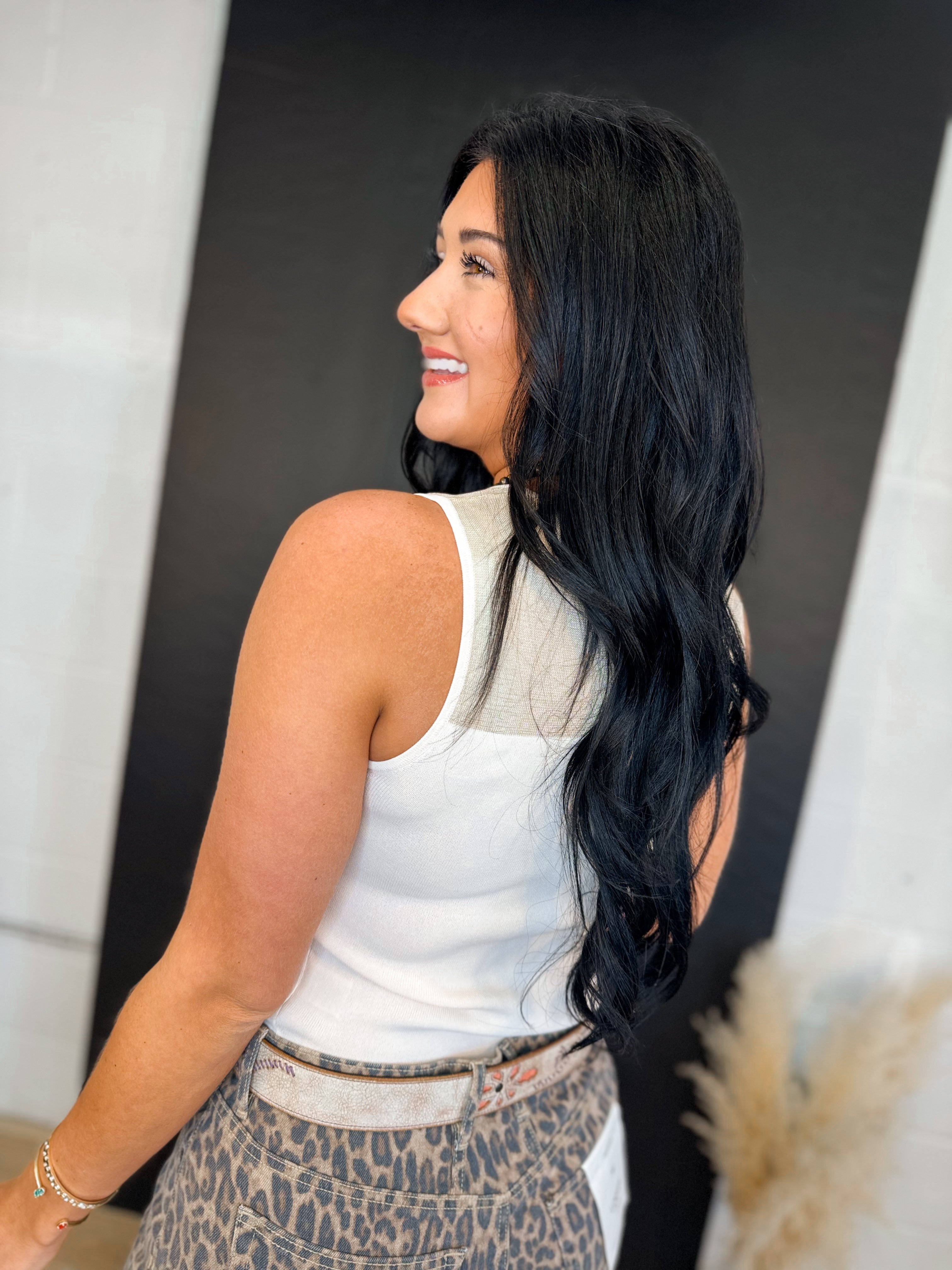 Sweetheart Neck Knit Tank Top - Shell - Lace and Grace Boutique