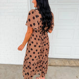 Sweet Like Mocha Midi Polka Dot Dress