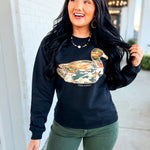 Simply Southern Camo Duck Patch Sweatshirt - Black - Lace and Grace Boutique