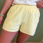 Striped Relaxed Shorts - Lemon/White - Lace and Grace Boutique