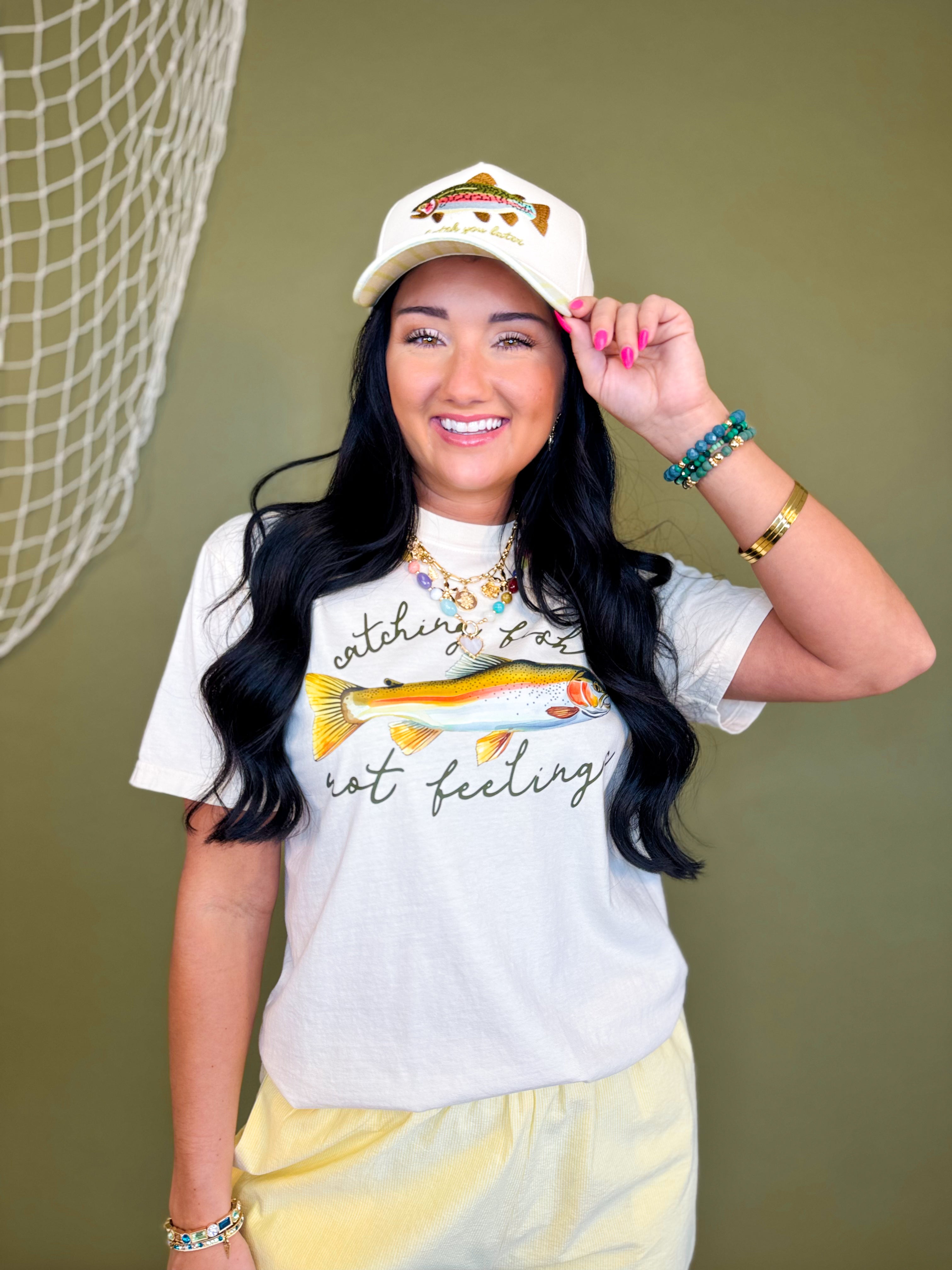 Catching Fish Not Feelings Graphic Tee - Natural - Lace and Grace Boutique