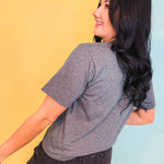 Play Ball Baseball Graphic Tee - Heather Charcoal - Lace and Grace Boutique