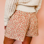Floral Wide Leg Shorts - Cream/Mauve - Lace and Grace Boutique