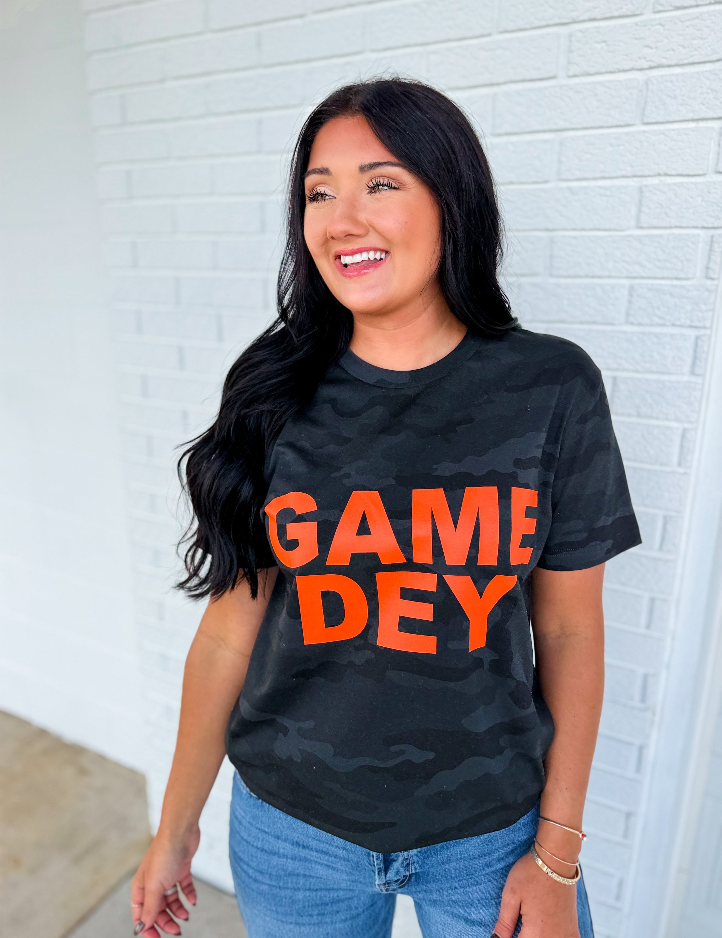 Game Dey Camo Graphic Tee - Black - Lace and Grace Boutique