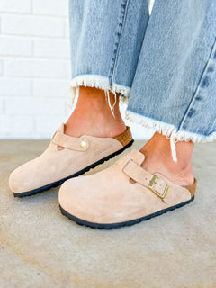 Birkenstock Boston Suede Leather Clog - Sandcastle - Lace and Grace Boutique