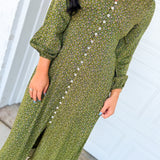 Floral Print Button Front Maxi Dress - Midnight Fern