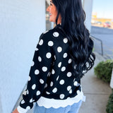 Simply Southern Polka Dot Quarter Zip Sweatshirt - Black - Lace and Grace Boutique
