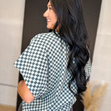 Checker Dolman Sleeve Knit Top - Dark Teal - Lace and Grace Boutique