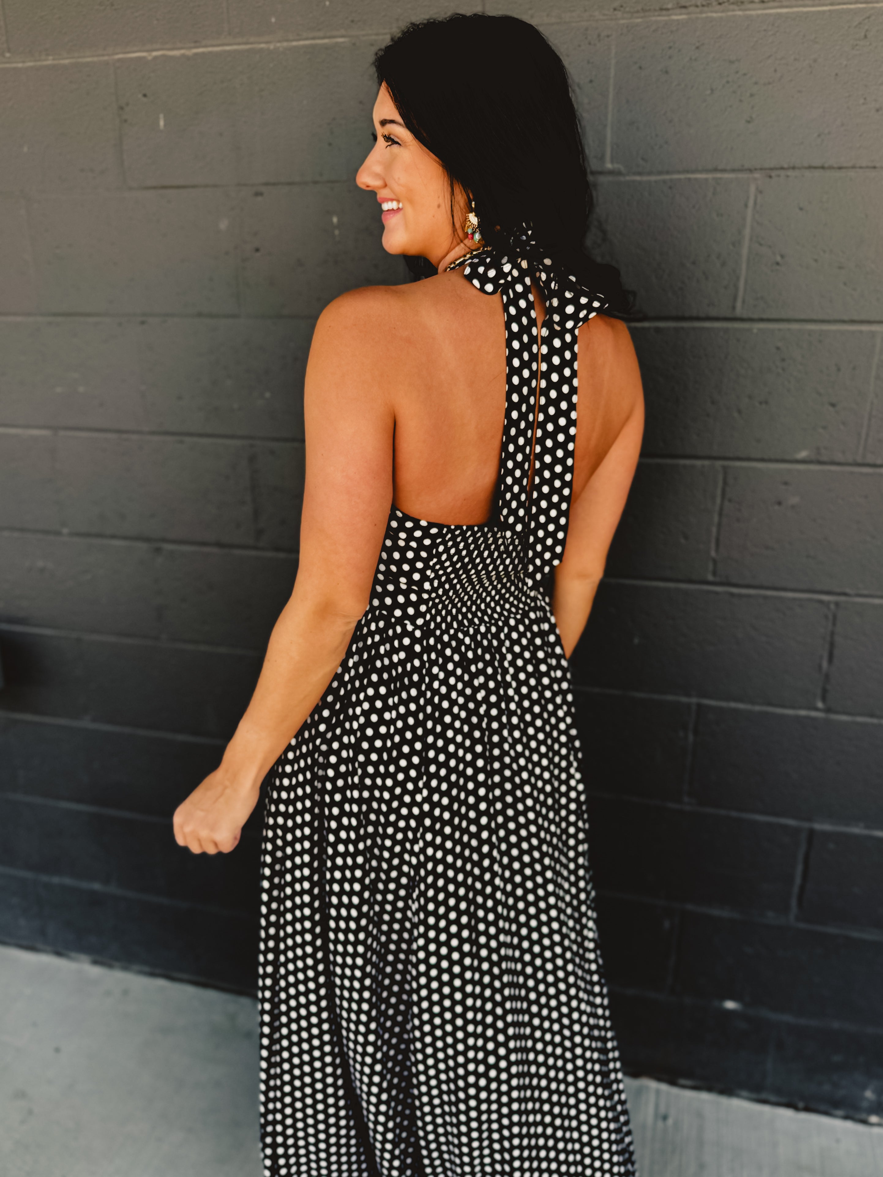 Polka Dot Halter Dress - Black - Lace and Grace Boutique