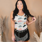 Something Good Rhinestone Fringe Denim Shorts - Black