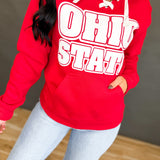 Ohio State Puff Letter Laced Up Hoodie - Red