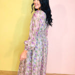 Tencel Floral Smocked Button Down Maxi Dress - Eucalyptus - Lace and Grace Boutique