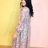 Tencel Floral Smocked Button Down Maxi Dress - Eucalyptus - Lace and Grace Boutique